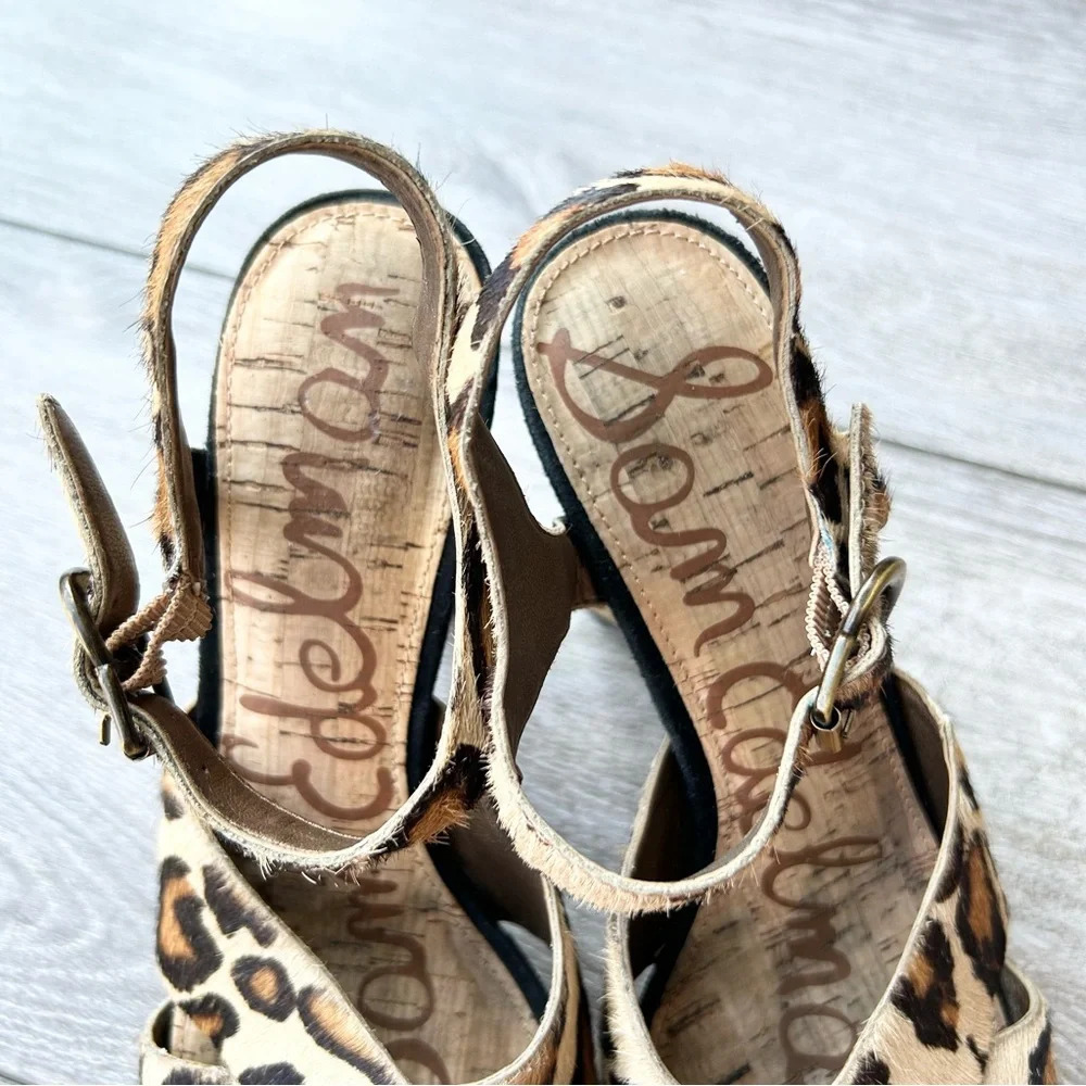 Sam Edelman Sqaure Toe Calf Hair Platform Heel Sandals - Picture 12 of 14